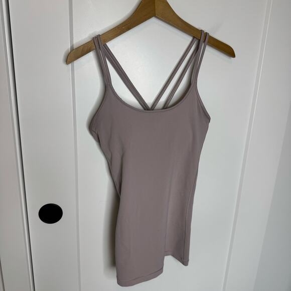 Lululemon Free To Be Tank Top Strappy Shelf Bra Everlux Smoky Blush Size 8 - Picture 2 of 6